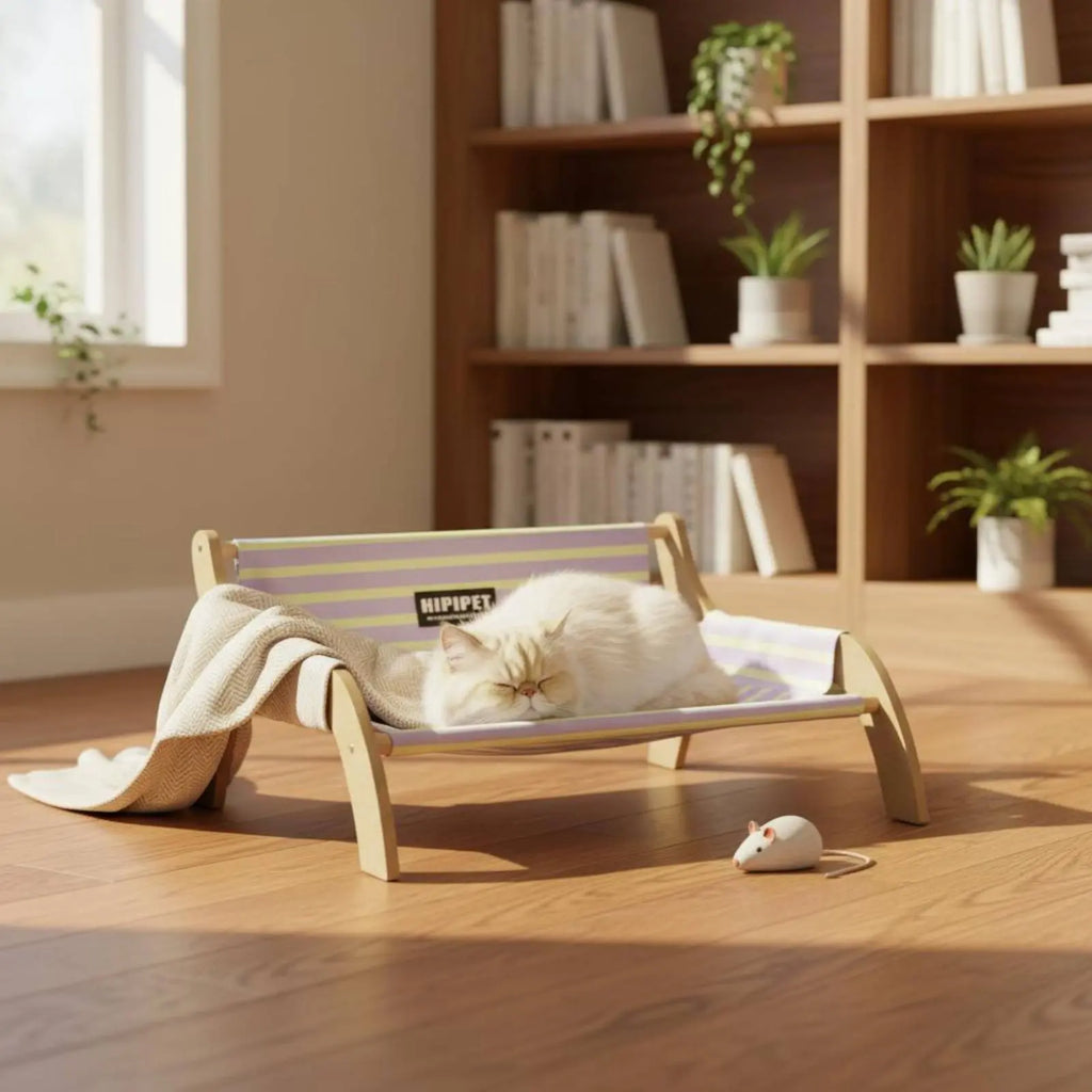 Elevated Wooden Pet Cot, Breathable & Moisture-Resistant (Summer)
