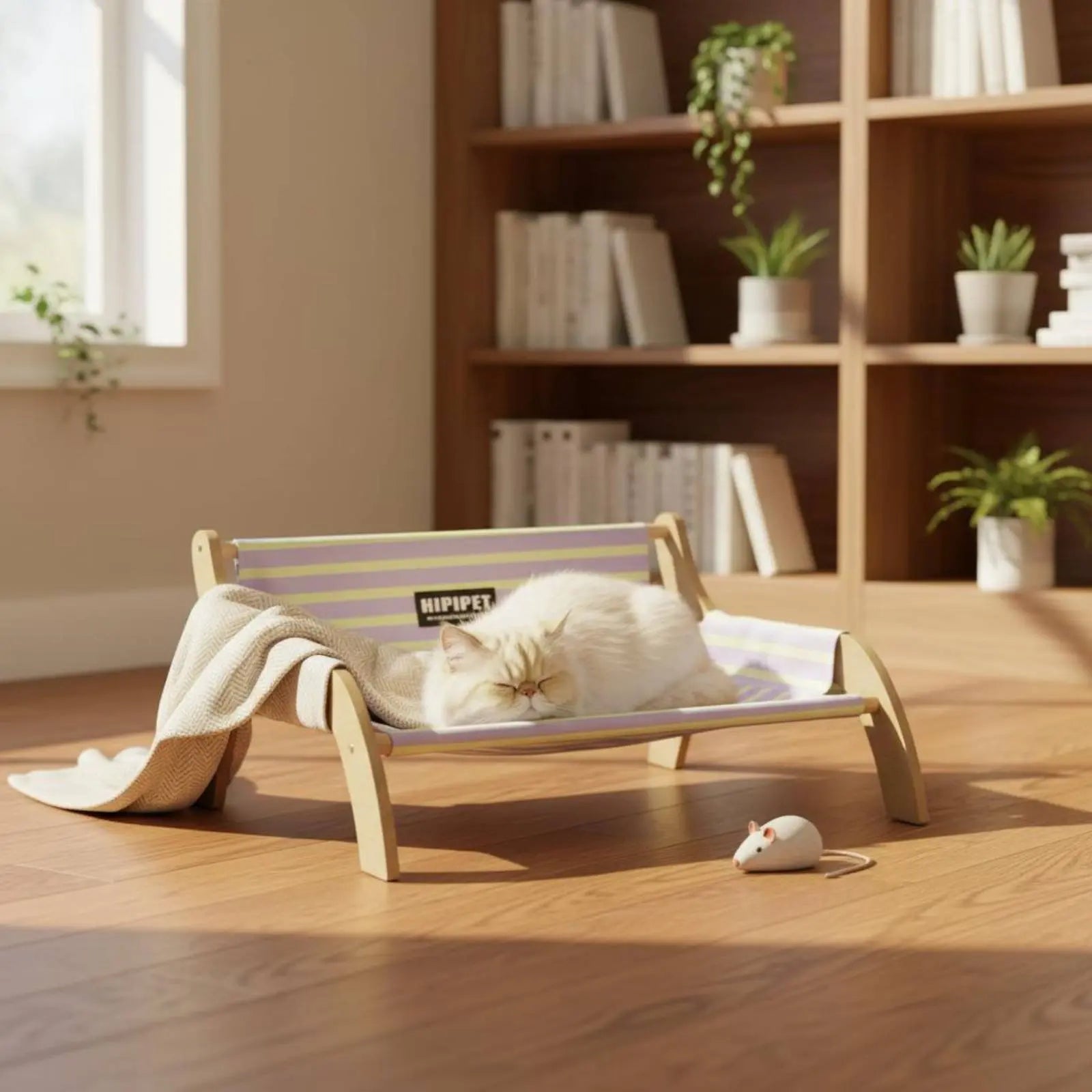 Elevated Wooden Pet Cot, Breathable & Moisture-Resistant (Summer)