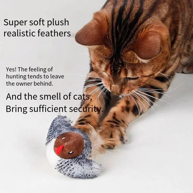 Flapping Wings Flying Bird Cat Toy — Vivid Chirping Simulation Sparrow Interactive Cat Toy