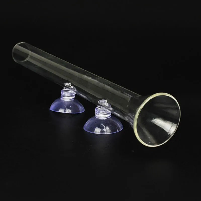 Glass Aquarium Shrimp Feeder Bowl & Tube (Transparent, Snail & Shrimp Food Dish)