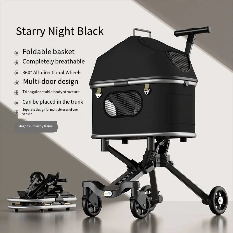 Magnesium Alloy Upgraded Pet Stroller Cart for Dogs & Cats - Lightweight Premium Outdoor Rolling Carrier