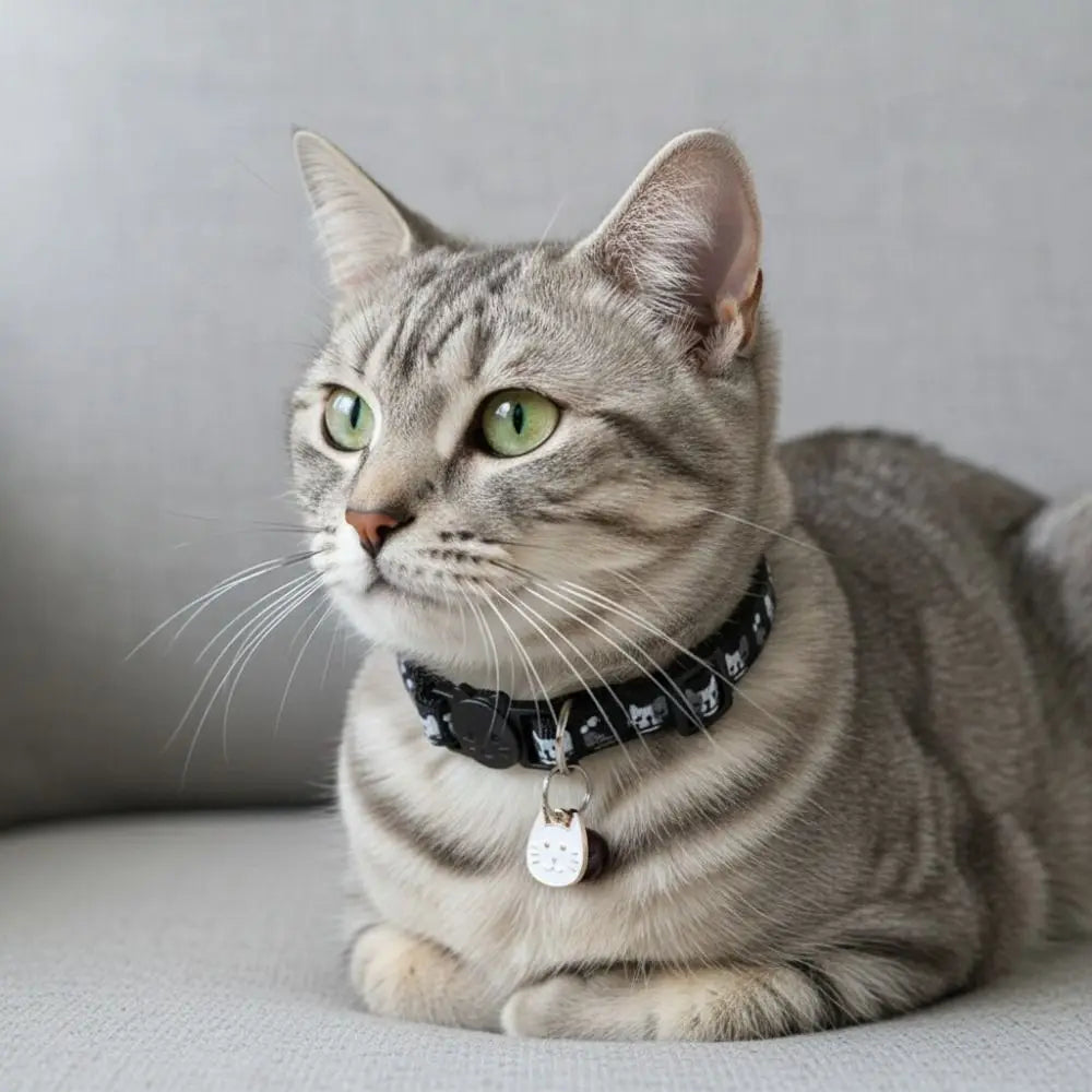 Adjustable Cat Collar with Quick-Release Safety Buckle — Cat Face Pendant & Bell Anti-Lost Necklace
