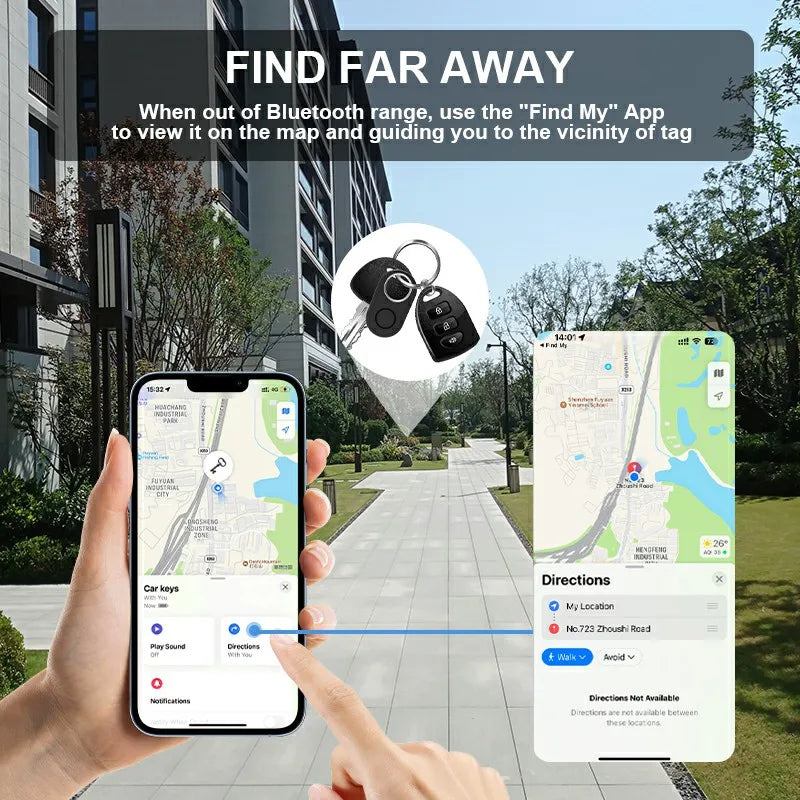 IP54 Silicone Shell Bluetooth GPS Tracker with Find My - Dust & Water Resistant Tag for Keys, Luggage, Bags & Pets