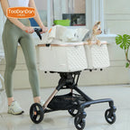 Khaki Color Detachable Double Stroller That Can Be Folded for Two Dogs and Cats To Go Out and Play. High Quality Double Stroller