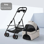 3-in-1 Folding Dog Stroller Pet Stroller 4 Wheel Foldable Pet Stroller with Detachable Carrier Storage for Small Dogs Cats