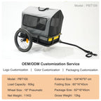 2-in-1 Dog Cat Bicycle Trailer Stroller With Suspension Shock Absorbing Wheels 600D Oxford Fabric Foldable Pet Cart