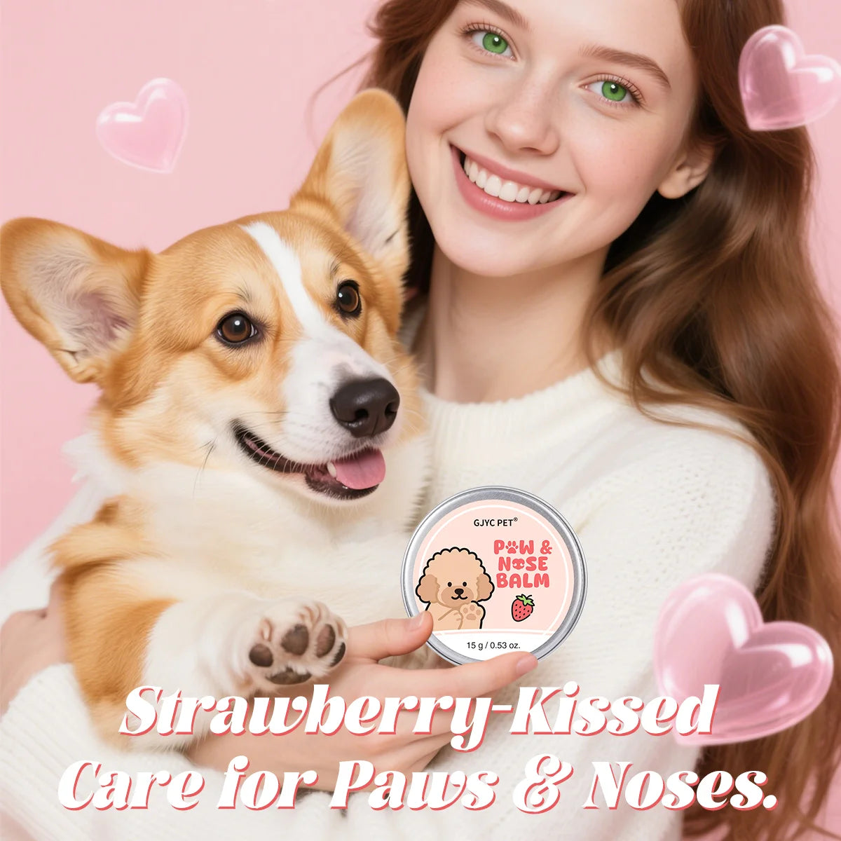 Dog Cat Paw Balm Care Cream Natural Gentle Nourishing Softens Pads Prevents Cracked Paws Moisturizing Treatment Strawberry