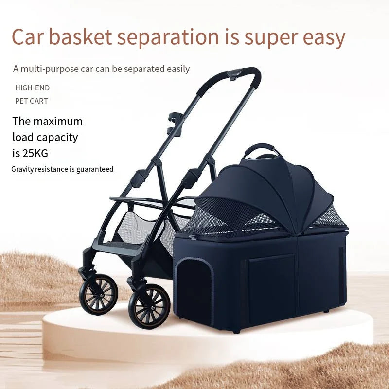 2026 Lightweight Pet Stroller for Dogs and Cats Detachable Foldable Small Cart Portable Walker for Pets Going Out Pet Trolley
