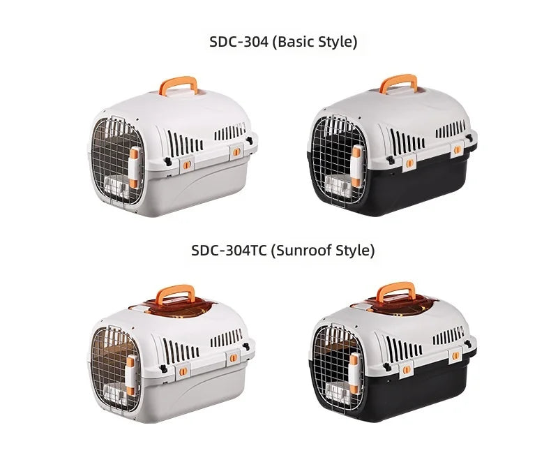 Pet Carrier with Skylight, Portable Cat and Dog Travel Crate, Fashionable Airline Approved Pet Kennel for Small Animals