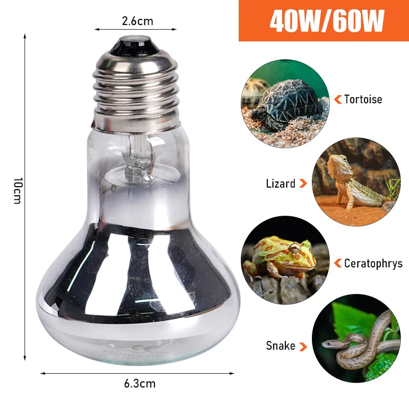 Reptile Lamp Holder with Clip-On Universal Lampshade Reptile Pets Feeding Box Heating Lamp Holder Lizard Turtle Basking Heating