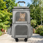 Pet Trolley Case Double Layer Large Capacity Breathable Cat Dog Carrier Stroller for Outdoor Travel Two Pet Portable Carrying