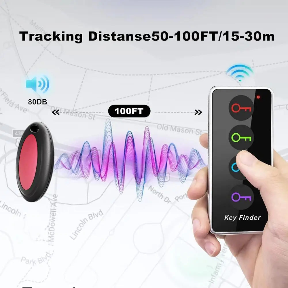 High-Decibel Wireless Key Finder Set with 4 Receivers & 100 LED Tags