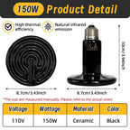 Pet Reptile Far Infrared Ceramic Heating Lamp 110V/220V Heat Emitter Light Bulb 25W 50W 75W 100W 150W 200W Animal Hatch Heating