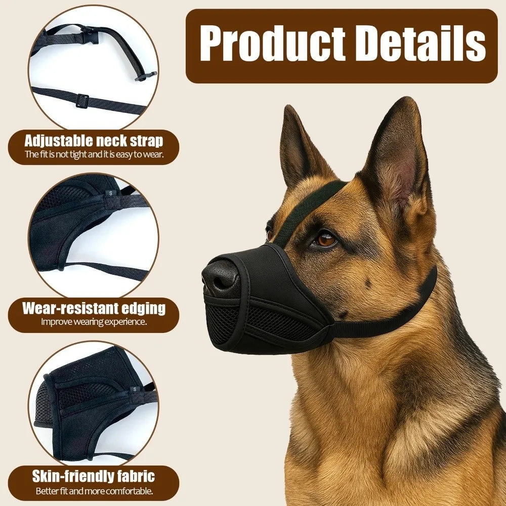 Breathable Dog Mesh Muzzle Adjustable Strap Anti Biting Anti Licking Mouth Cover Prevent Barking Pet Training Muzzle