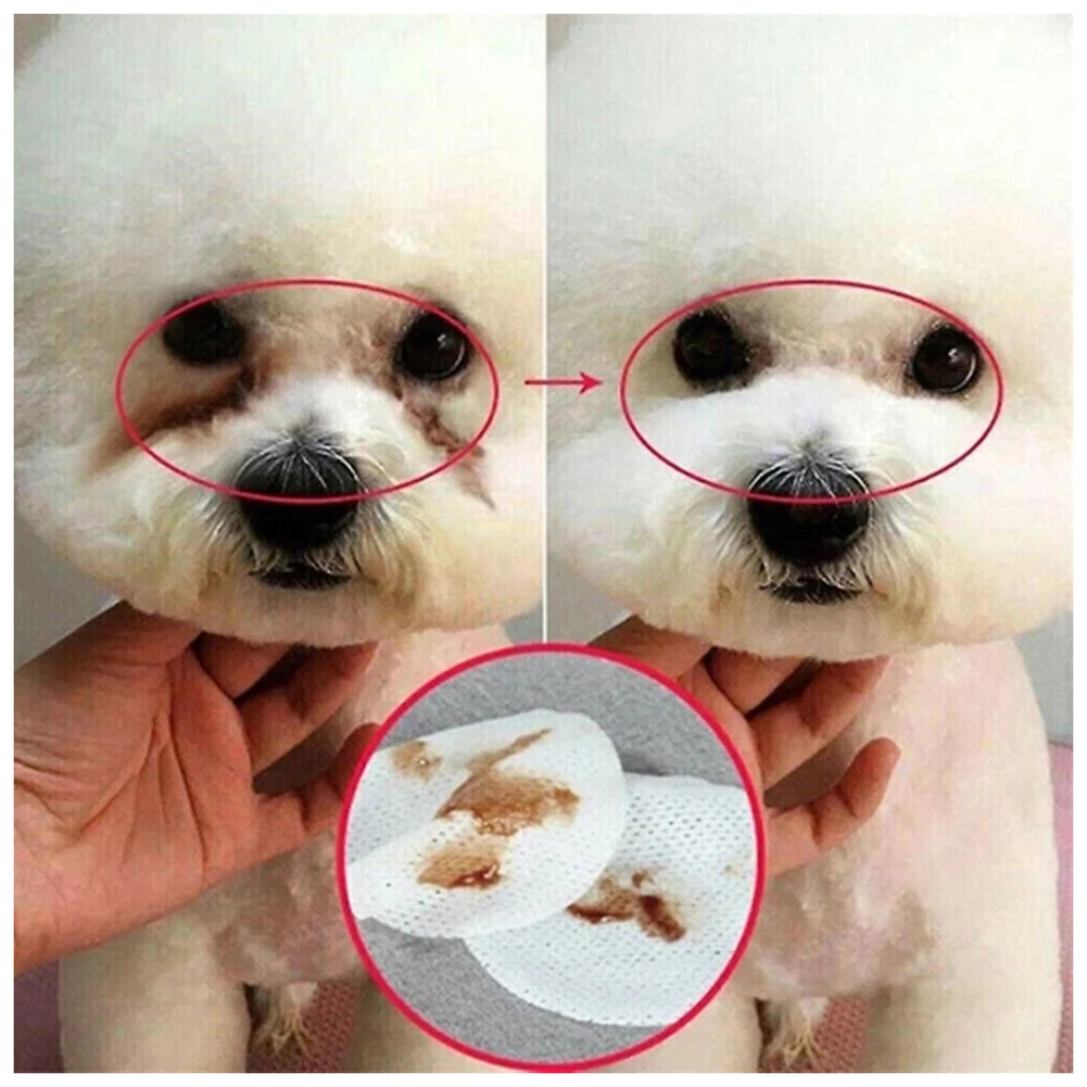 130pcs Eye Wipe For Dogs Cats,Pet Ear Cleaner Wipe Cleaning Tear Stains Dirts Earwax Wet Wipe,Tear Stain Remover Cleaner Pads