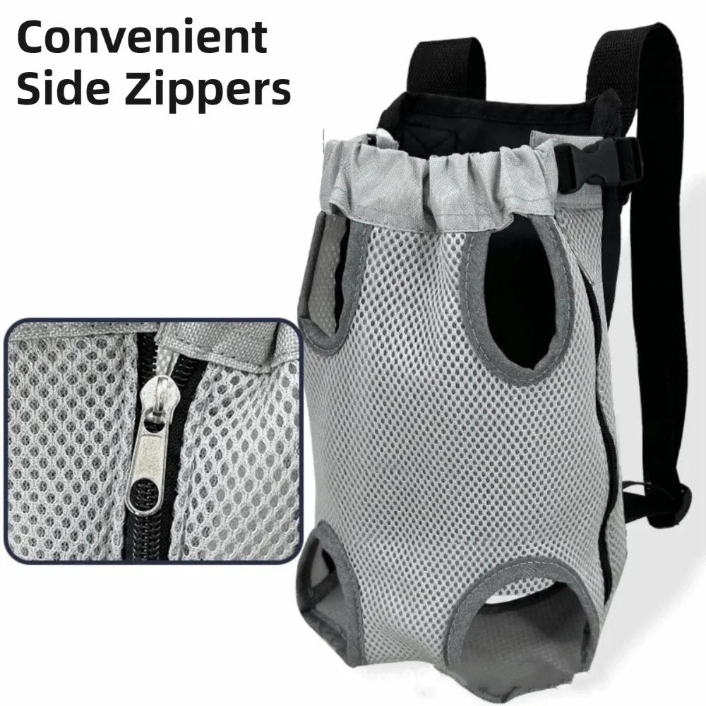 Breathable Mesh Pet Front Bag Adjustable Strap Double Shoulder Pet Carrier Backpack Lightweight Portable Dog Front Carrier