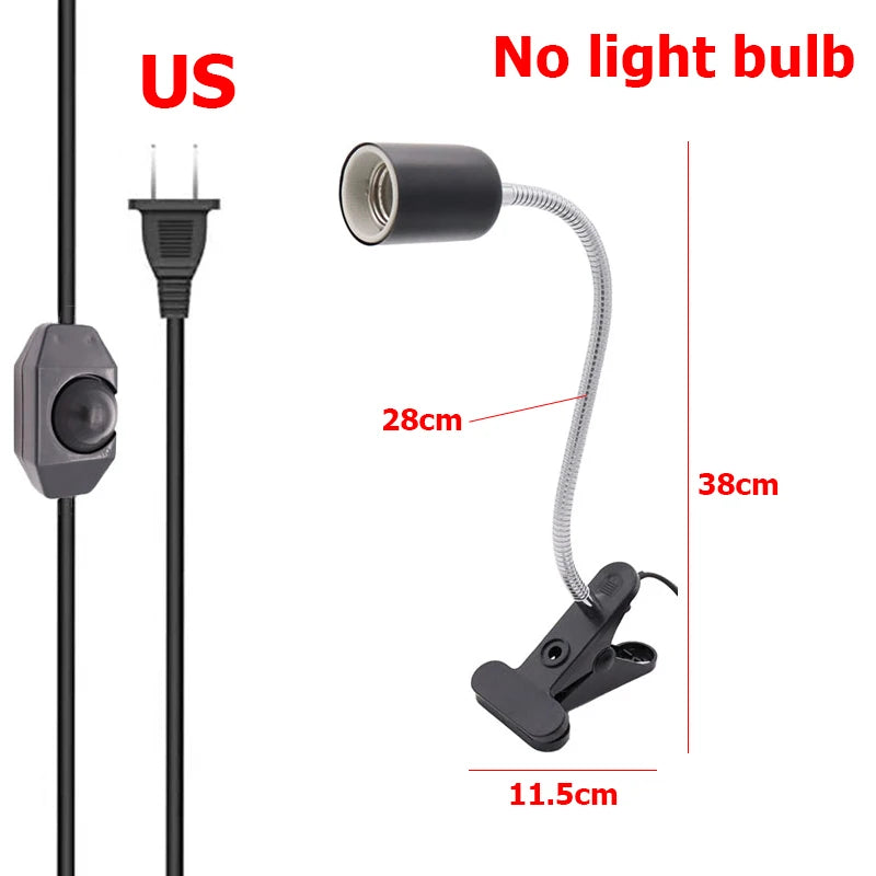 UVA+UVB 3.0 Reptile Lamp Set Clip-on Lamp Holder Bulb Thermometer Hygrometer Turtle Tortoises Lizard Sunlight Basking Heat Light