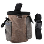 Linen Cotton Fabric Dog Feeding Pouch Water Tough Waist Hung Style Pet Training Bag Multi Compartment Adjustable Size