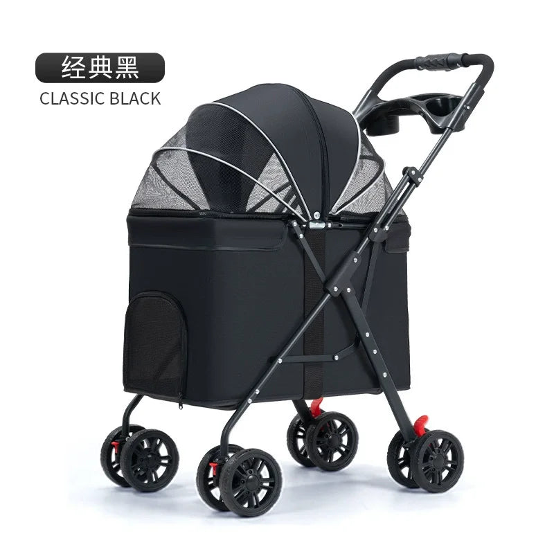 Medium to large dog pet stroller dog cat teddy baby stroller outdoor small pet cart lightweight and foldable  Pet Strollers