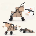 Lightweight Double-layer Pet Stroller Travel Double-layer Pet Stroller Foldable Dog and Cat Pet Outdoor Stroller