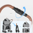 Breathable Large Capacity Double Layer Cat Dog Transporter Luxury Pet Cat Stroller Newborn Pet Stroller Outdoor Travel Vehicle