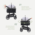 3-in-1 Pet Stroller for Medium Dogs & Cats, Detachable Aluminum Frame Carrier, All-Terrain 4-Wheel Dog Travel Carriage, Shock Ab