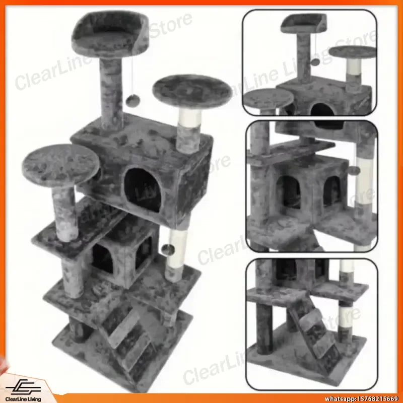 55in Cat Tree Activity Center with Condo & Perches