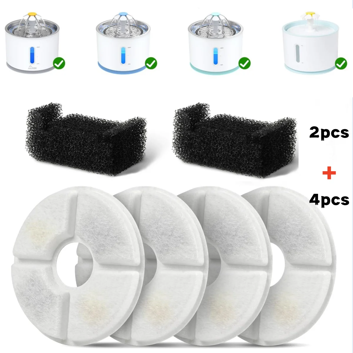 Replacement Carbon Filters for Pet Water Fountain (Round, 2.4L)