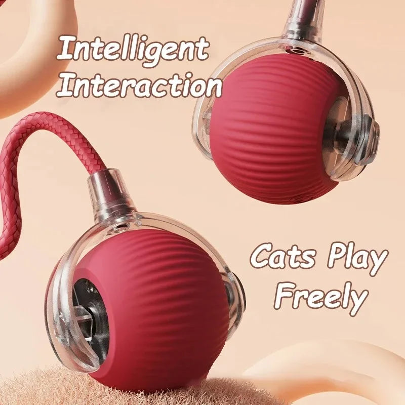 Rechargeable Auto Rolling Ball Cat Toy with Faux Tail — Smart Electric Mouse Imitation Toy for Cats & Dogs