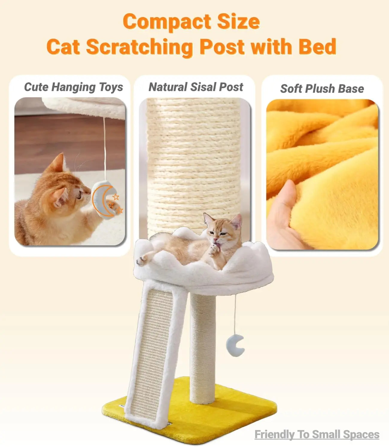 Cat Tree with Cloud Bed & Scratching Post (Bonus Catnip)
