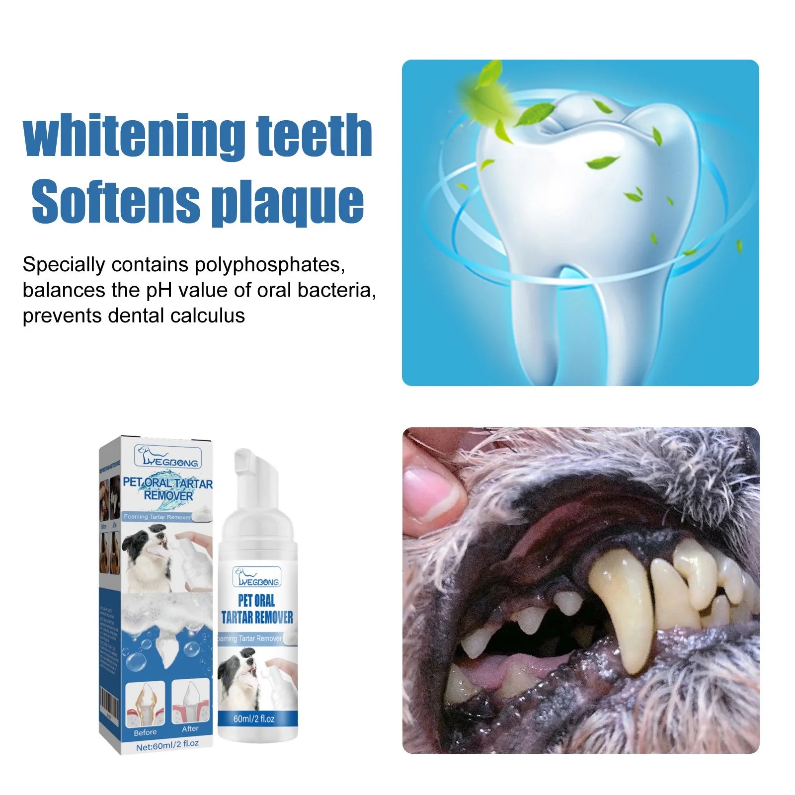 Pet Mouth Cleaning Foam Natural Plants Tartar Remover Cleaning Bad Smell Tongue Pet Accessories Dogs And Cats Oral Cleanse Foams