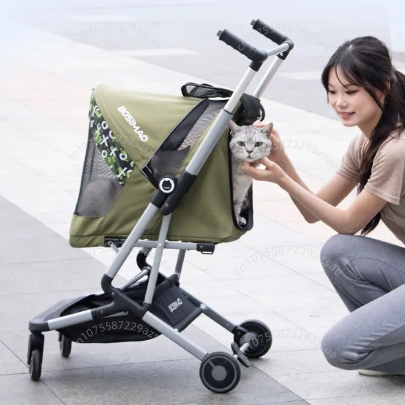 Lightweight Foldable Pet Stroller for Cats & Dogs (Ultra-Light, Large Capacity, Dual-Pet Friendly)