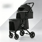 Double Pet Stroller for Dogs and Cats Travel Carriage with Safety Beltsand 4 Lockable Wheels  Foldable for Multi-Pet Medium