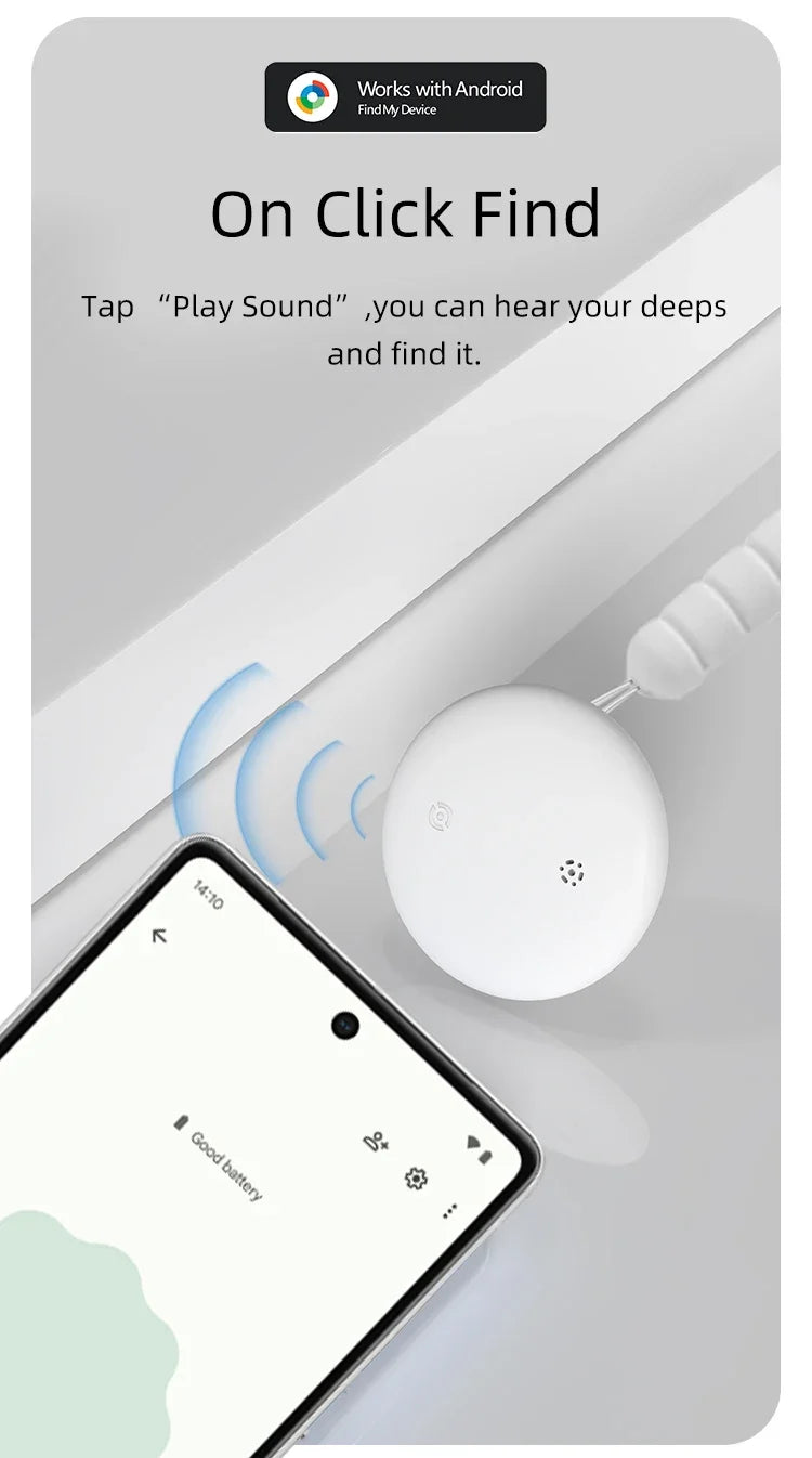 Mini Smart GPS Tag for Google Find My - Anti-Loss Reminder for Cars, Keys, Pets & Kids (iOS & Android)