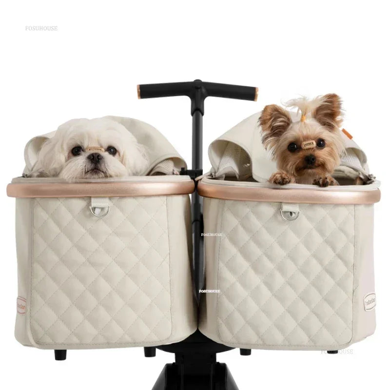 Portable Lightweight Folding Double Decker Pet Stroller for Dogs Cats Multi-functional Outdoor Mobile Carrier Travel Pet Cart