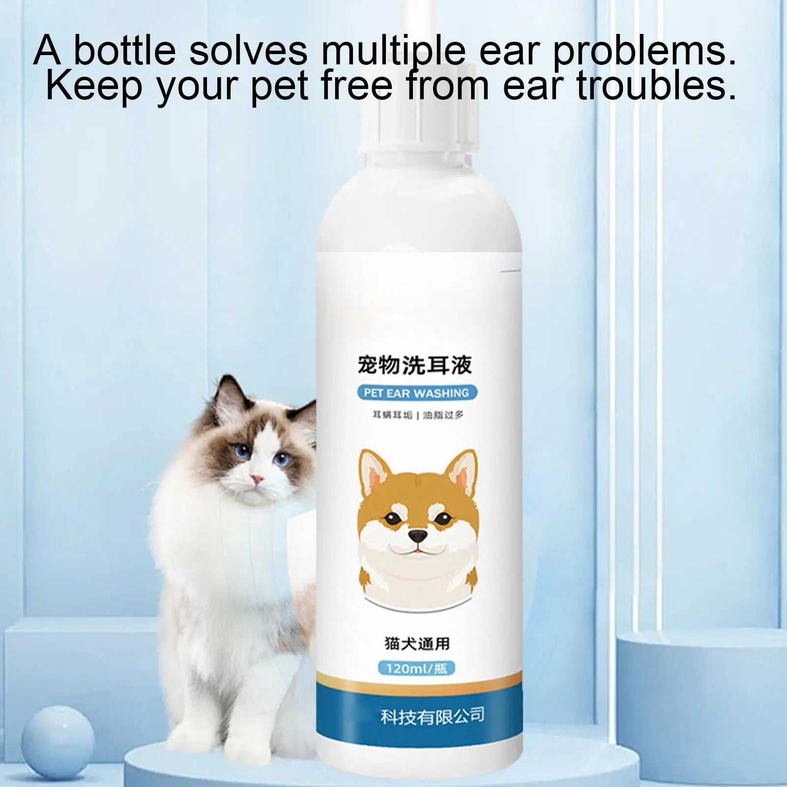 120ml Cat Ear Cleaner Solution Powerful Ear Wash Drop Washer Odor Removal Cleaning Solution for Flush Grooming Dogs Cats Puppy