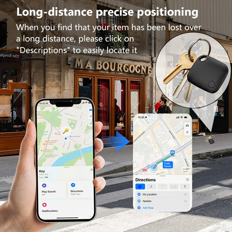 MFi-Rated Smart Bluetooth GPS Tracker for iPhone - Apple Find My App Anti-Loss Tag Replacement