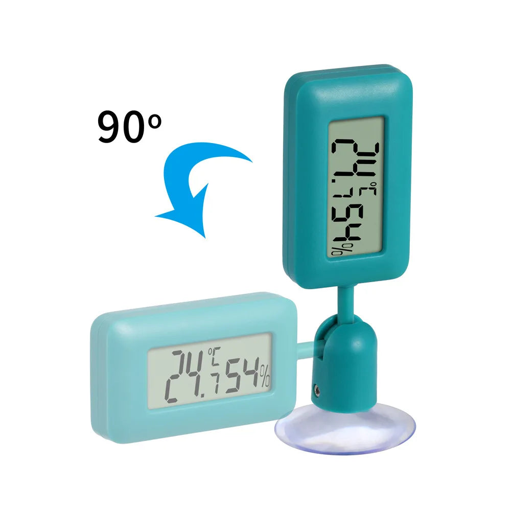 Mini Digital Reptile Thermometer 360 Degree Rotating Luminous Suction Cup Hygrometer For Lizards Snakes Spiders Accessories