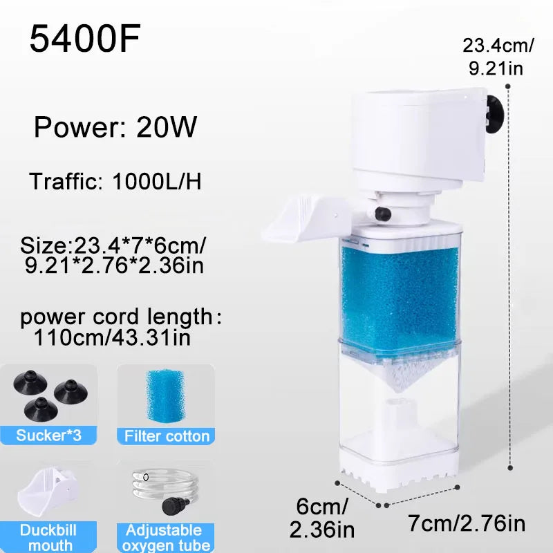 Silent 220V Internal Aquarium Filter Pump (Anti-Backflow, Oxygen Aerator, Wave Maker, Submersible)