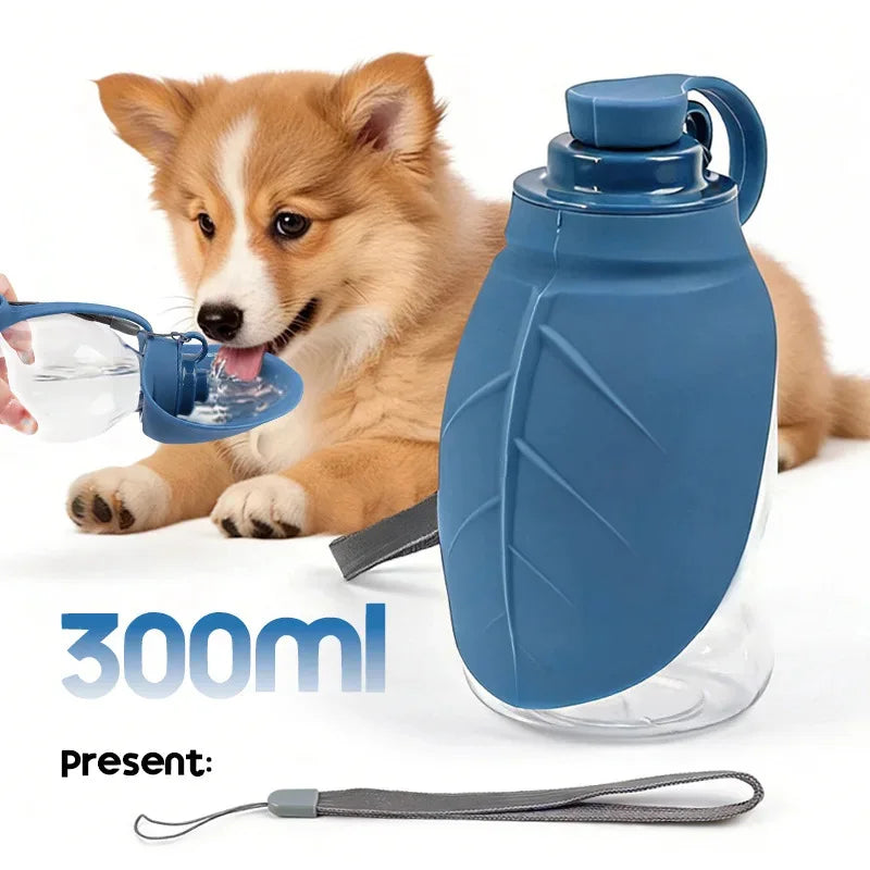 New 300ml Dog Outdoor Kettle With Foldable Mini Silicone Leaf Dust Bottle Stopper Portable Water Dispenser Pet Water Dispenser