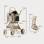 Foldable Pet Stroller High Landscape Breathable Mesh Dog Travel Carrier Basket for Small Medium Dogs Cats Portable Pets Carrier