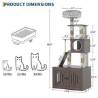 66.9in Multi-Level Cat Tree Tower with Enclosed Litter Box