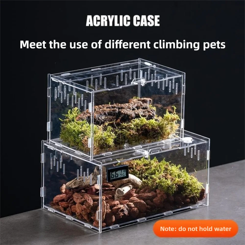 Durable Acrylic Reptile Habitat Anti-Escape Multiple Size Lizard Breeding Box Clear Arboreal Spider Feeding Case for Chameleon