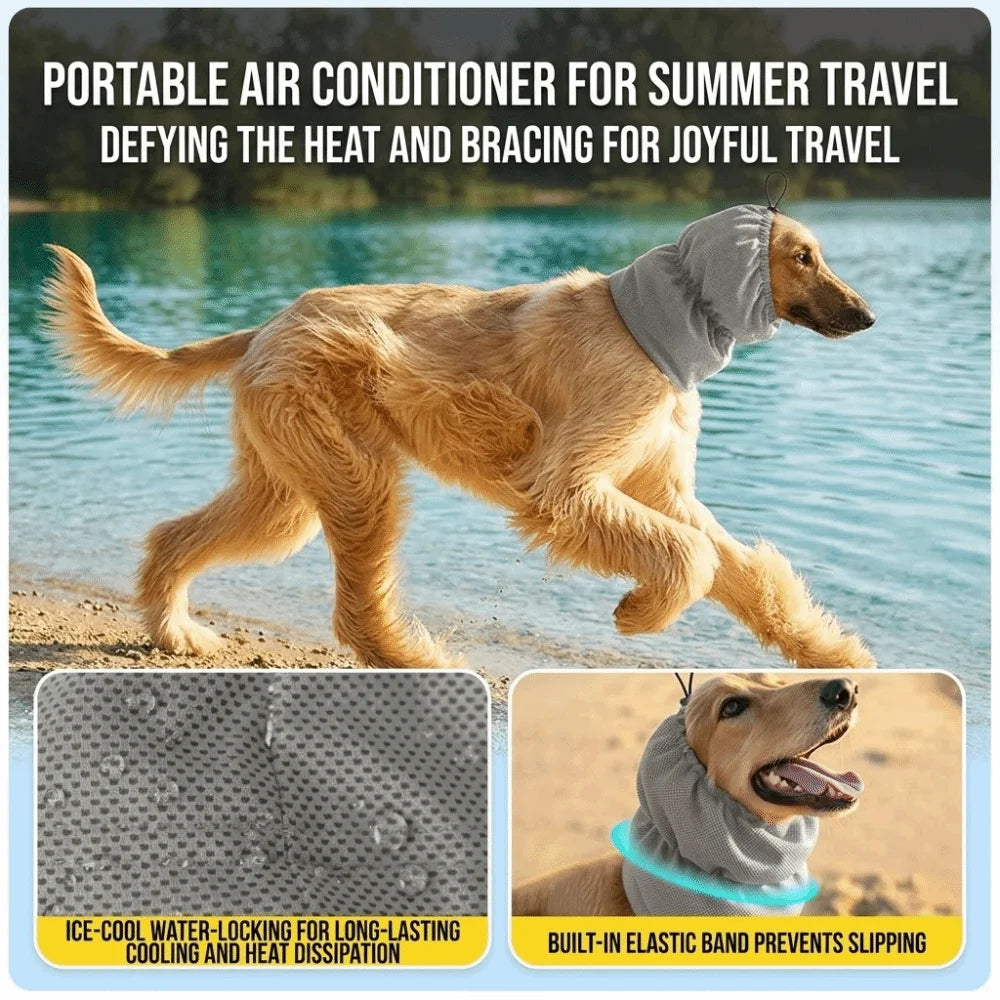 Pet Headgear Elastic Mesh Dog Cooling Head Cover Breathable Washable Pet Snood Quick Dry Adjustable Dog Cooling Bandanas Camping