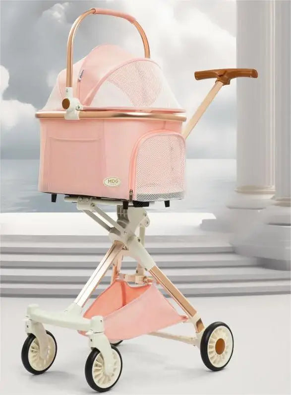 Pet Trolleys for Travelling 4 Wheels Foldable Dog Stroller Travel Bag Cat Cart Carrier Detachable Pet Puppy Stroller