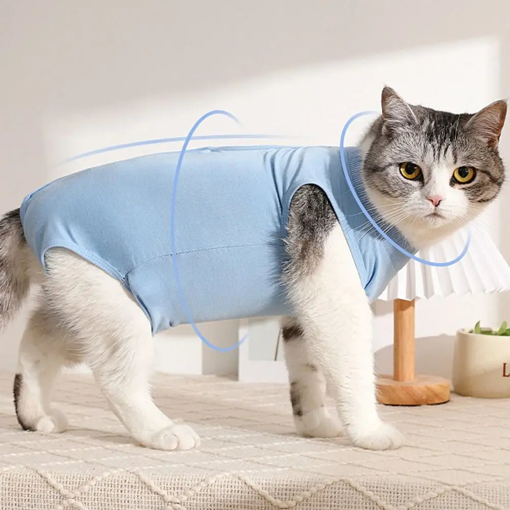 Cat Post-Surgery Recovery Jumpsuit — Soft Anti-Licking Sterilization Suit for Kittens & Puppies