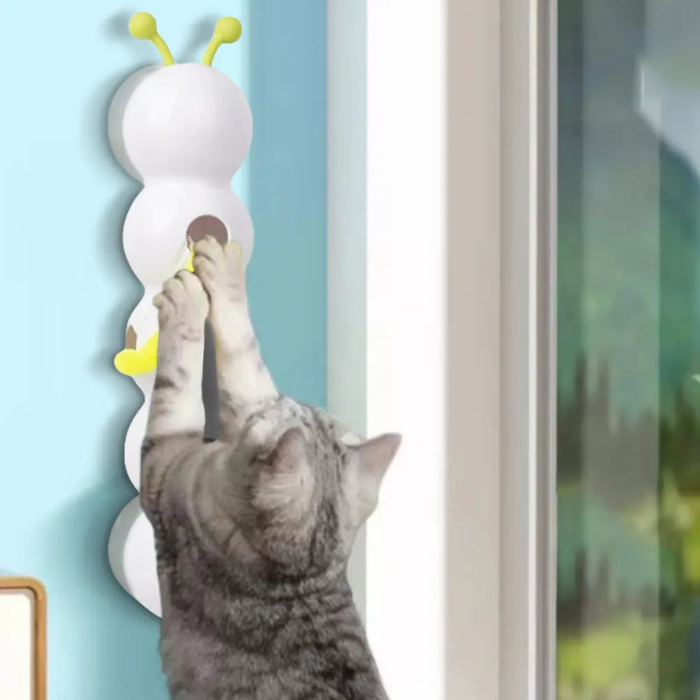 Rechargeable Motion-Activated Caterpillar Cat Teaser with Feather Tail — Intelligent Interactive Toy