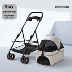 3-in-1 Folding Dog Stroller Pet Stroller 4 Wheel Foldable Pet Stroller with Detachable Carrier Storage for Small Dogs Cats