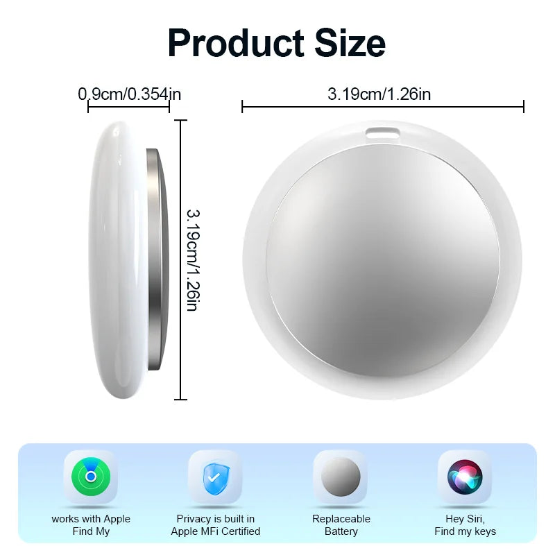Mini Apple Find My Compatible Smart Tracker - Anti-Loss Locator for Pets, Dogs, Cats, Keys, Wallets, Luggage & Kids