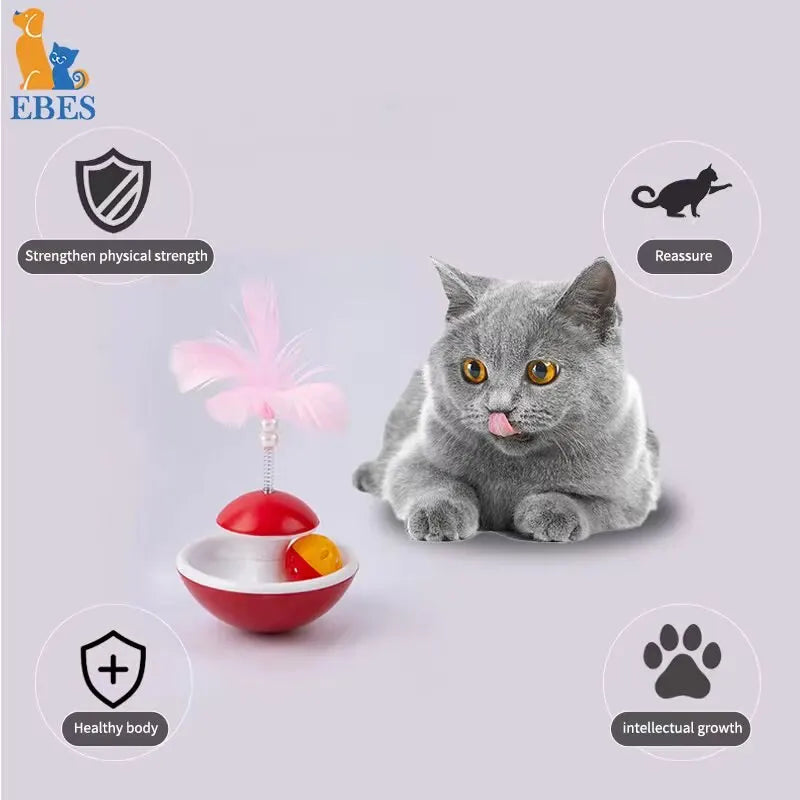 Feather Tumbler Cat Toy with Bell — Self-Righting Wobble Entertainment for Kittens